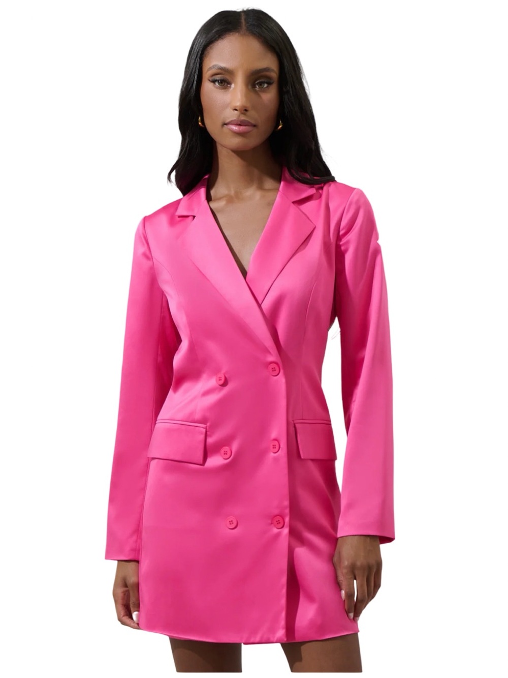 NWT Sugar Lips Leena Keep It Cool Oversized Blazer Dress Fuschia - Picture 14 of 15